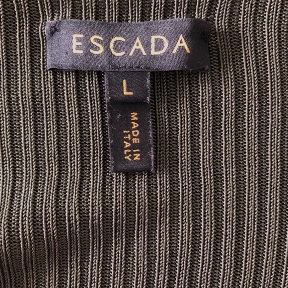 Escada dark green ribbed scoop neck top - Picture 6 of 8